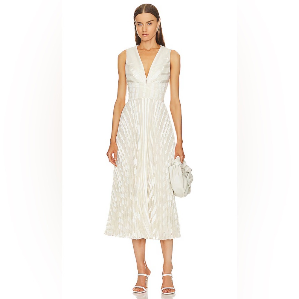 Zimmerman Burnout Sunray MIDI Elegant Cream Sleeveless Dress Sz 10 NWT